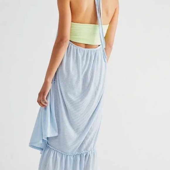 Free People Beach Dew Shine Blue Convertible Maxi Skirt Dress Sz L NWOT Z370-28 - Picture 5 of 8
